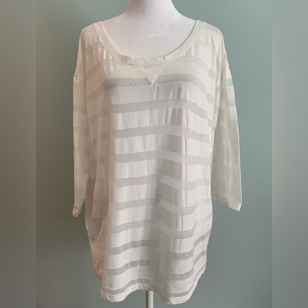 White on white striped top